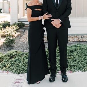 Melania Off the Shoulder Gown, Mother of the Bride dress